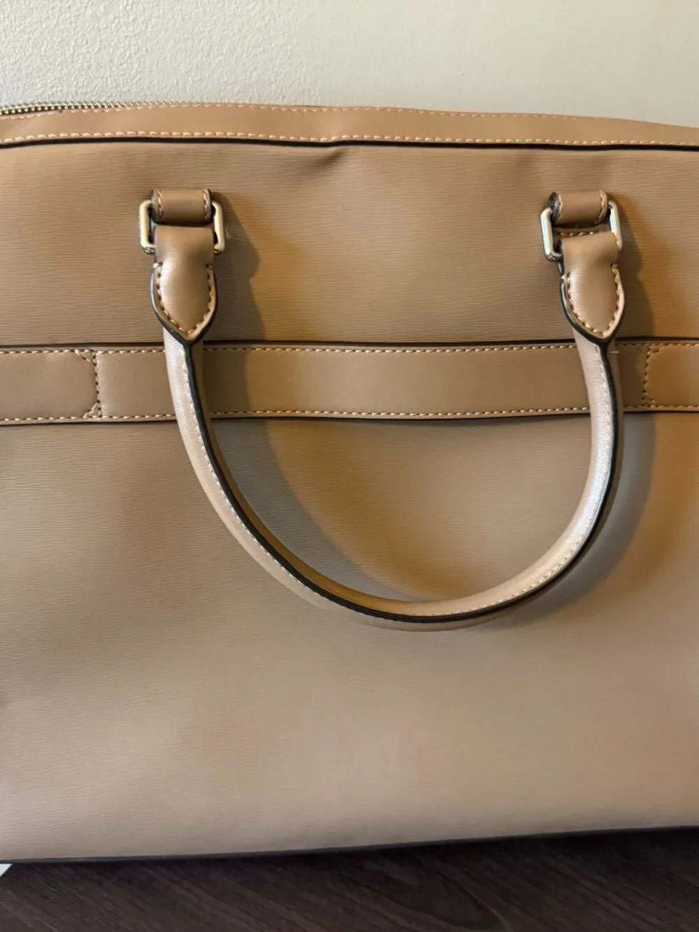 Michael Kors Structured Laptop Briefcase Bag in Beige